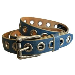 Brave Leather Leysa Bridle Leather in Blue Belt with Grommets Size 34